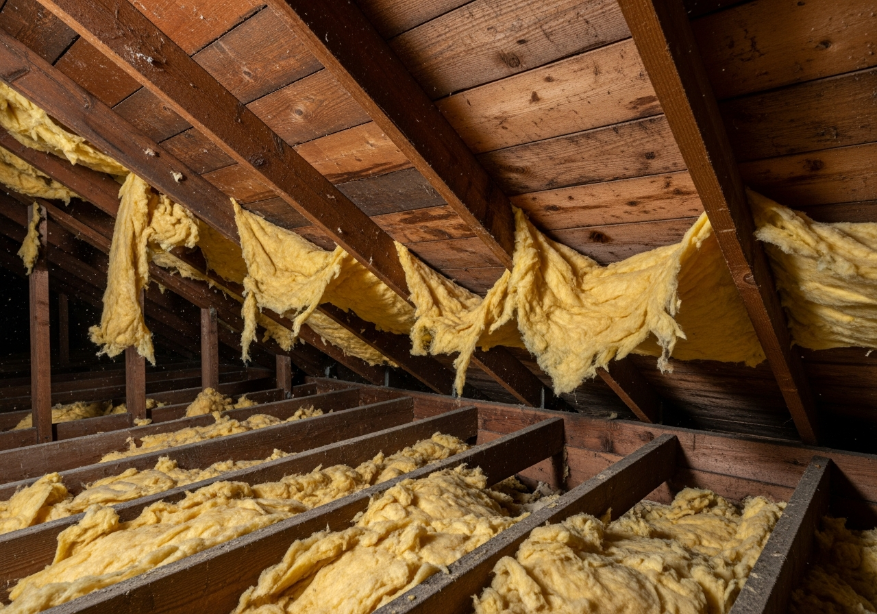 Before: Attic with insufficient insulation in Chesapeake VA