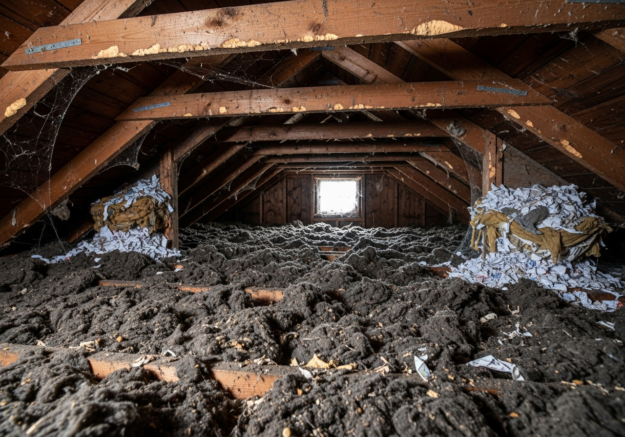 Before: Thin attic insulation in Norfolk VA home