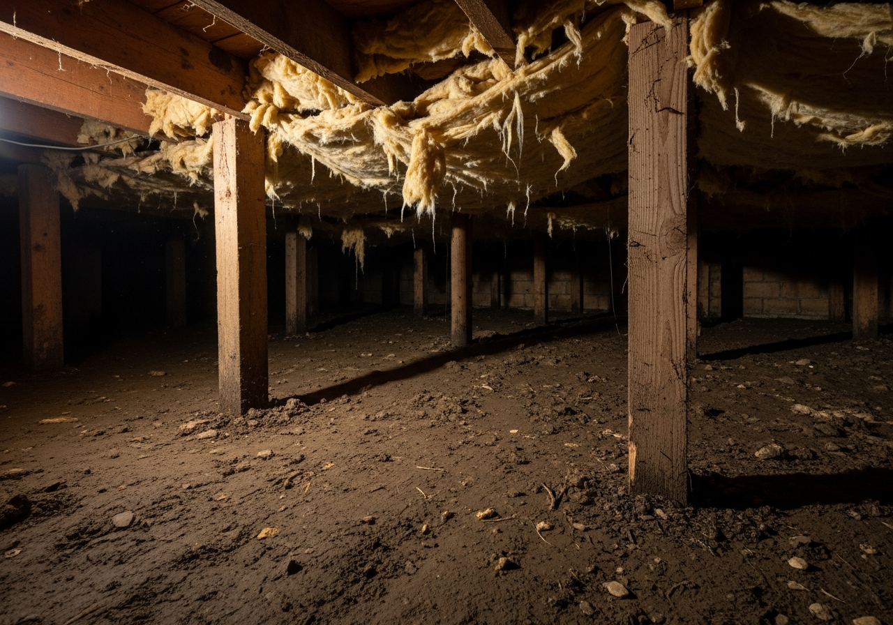 Before: Exposed dirt crawl space in Virginia Beach home